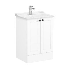 Vitra Root Classic 68764 Lavabo Dolabı, Kapaklı, 60 Cm, Yerden, Mat Beyaz, Klasik Lavabolu